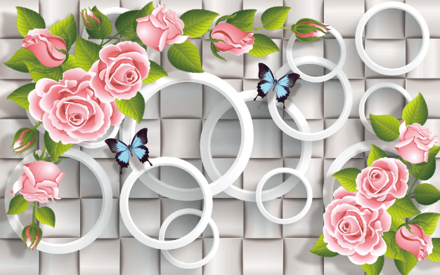 3D Circle Pink Flower Wallpaper AJ Wallpaper 1