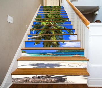 3D Sunny Beach Tree 859 Stair Risers Wallpaper AJ Wallpaper 