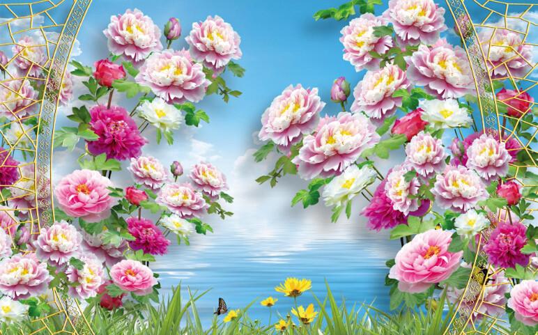 3D Beautiful Flowers Grass Wallpaper AJ Wallpaper 1