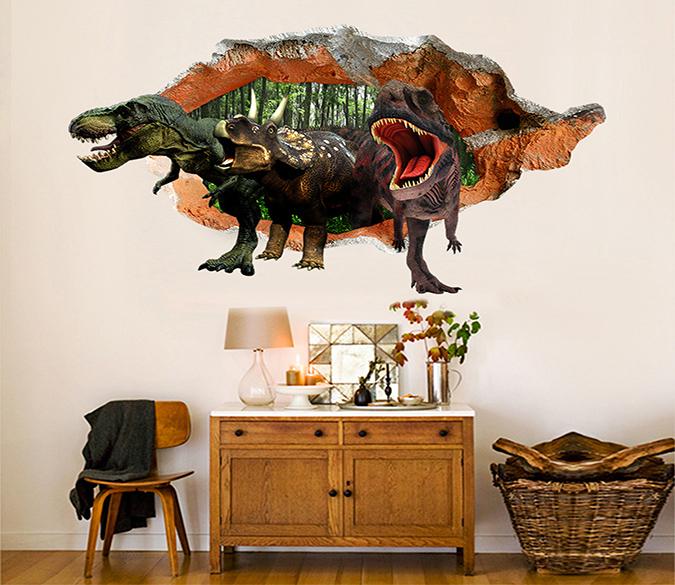 3D Dinosaurs 30 Broken Wall Murals Wallpaper AJ Wallpaper 