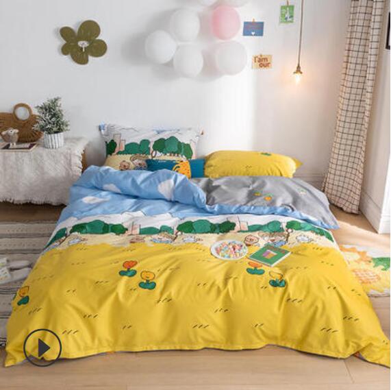 3D Yellow Background Trees 14105 Bed Pillowcases Quilt