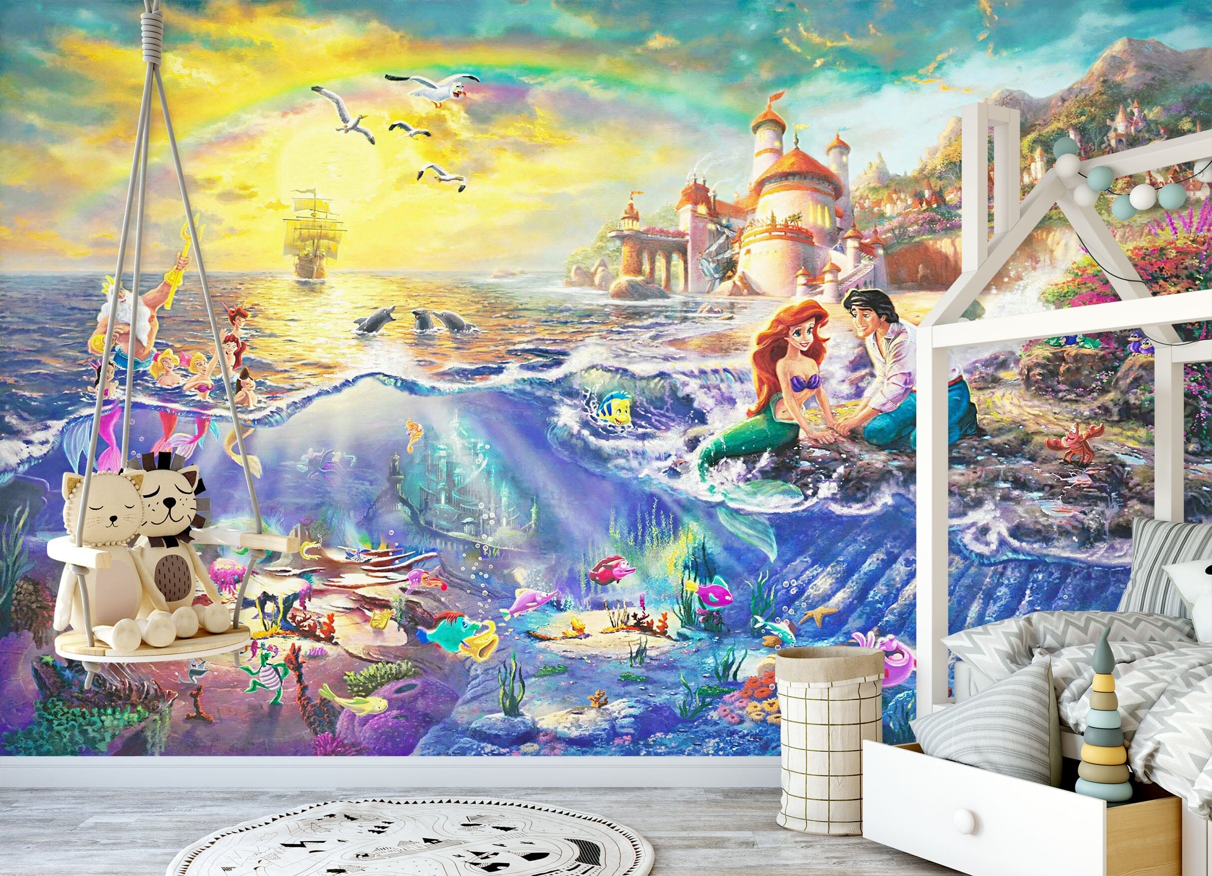 3D Mermaid Castle 1668 Wall Murals Wallpaper AJ Wallpaper 2