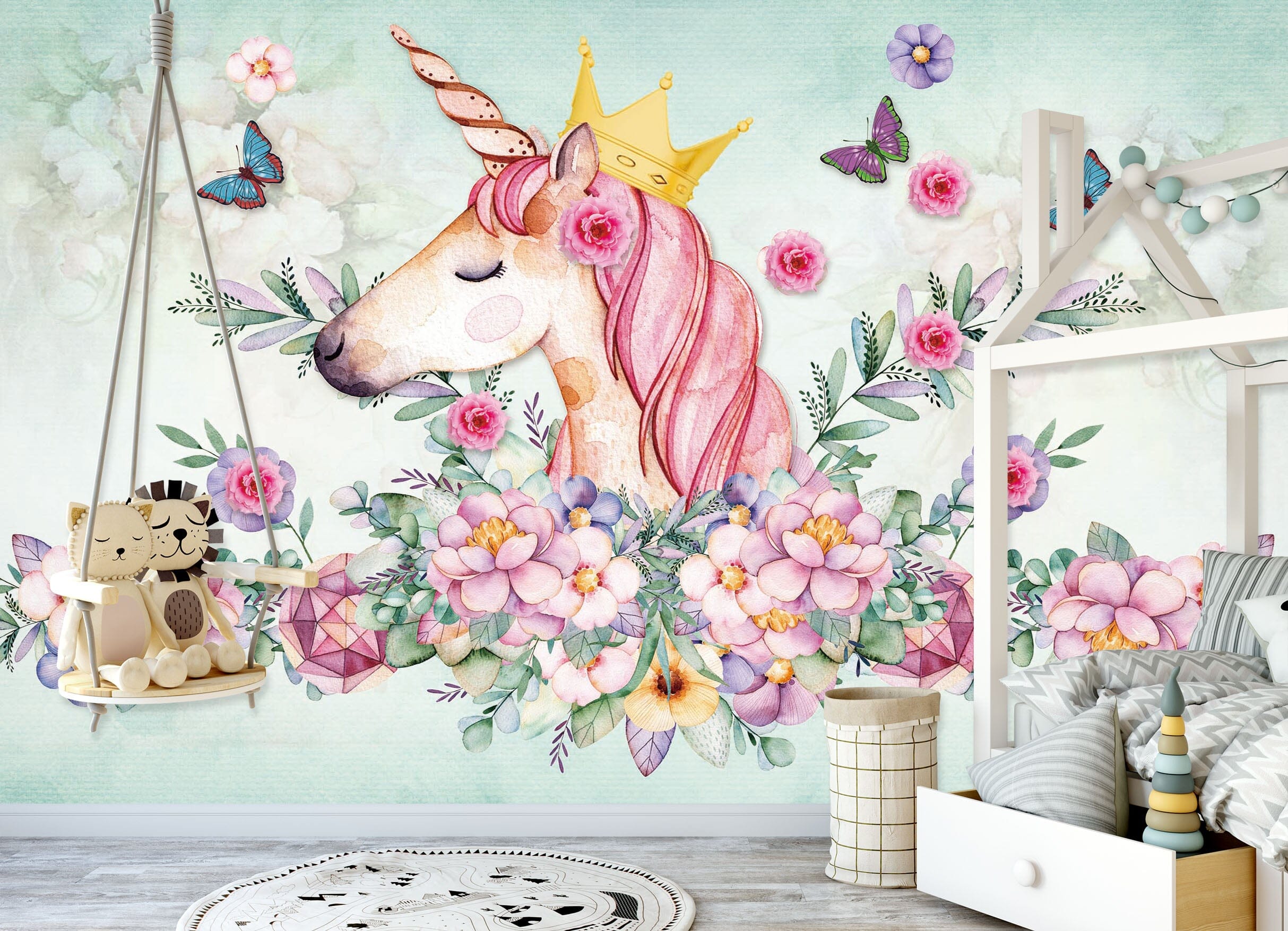3D Pink Unicorn 1440 Wall Murals Wallpaper AJ Wallpaper 2