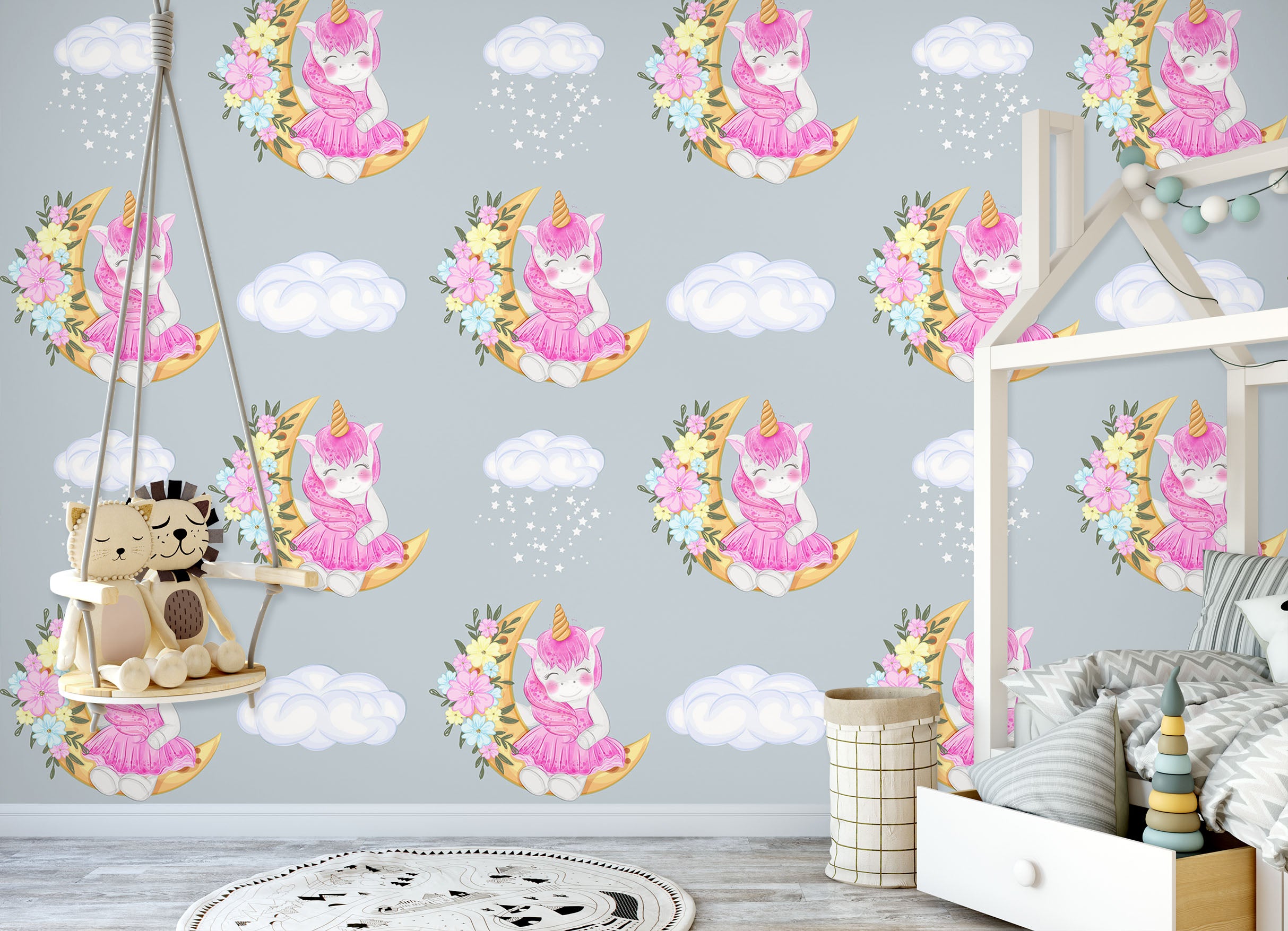 3D Moon Unicorn 58037 Wall Murals