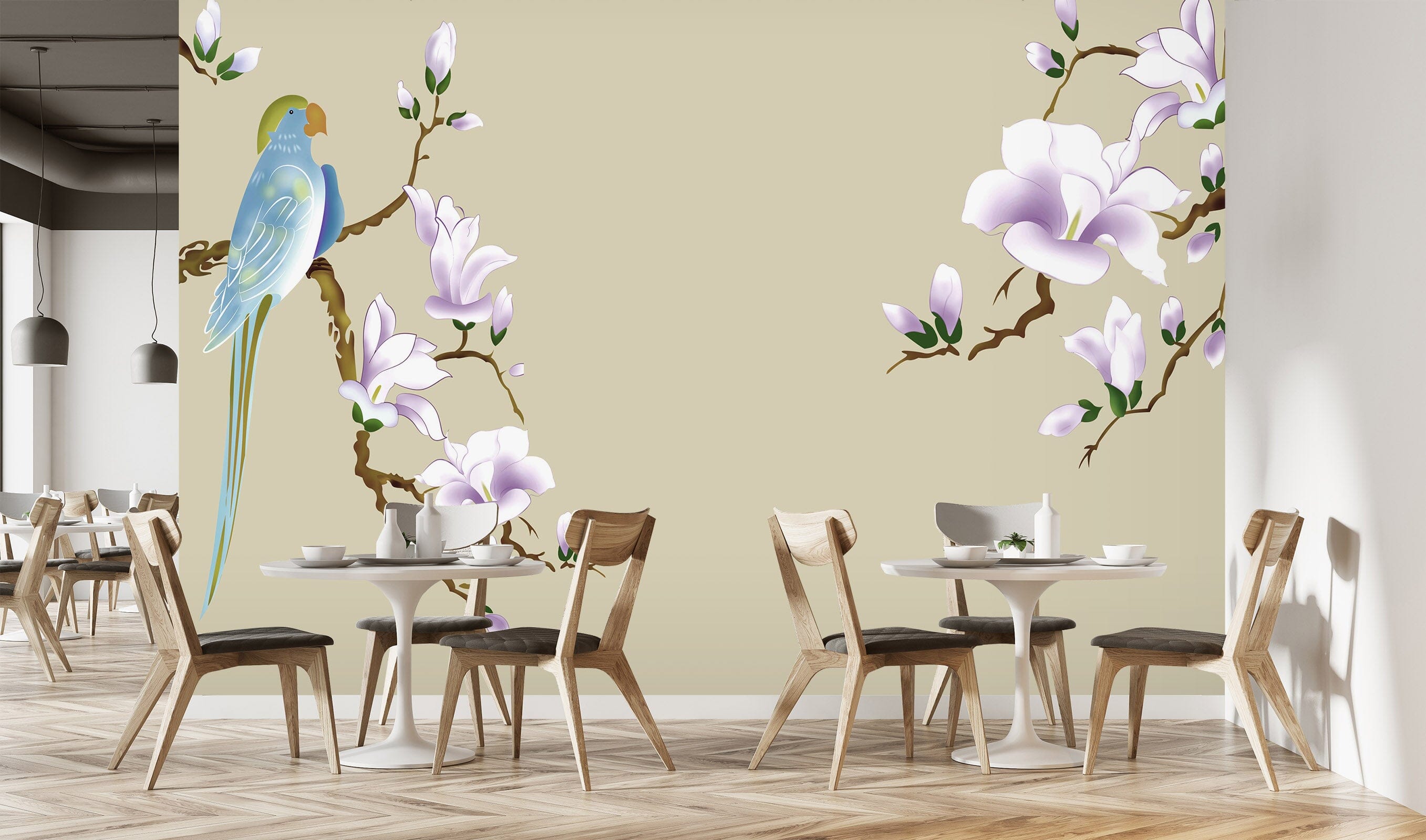 3D Flowers Bird 1600 Wall Murals Wallpaper AJ Wallpaper 2