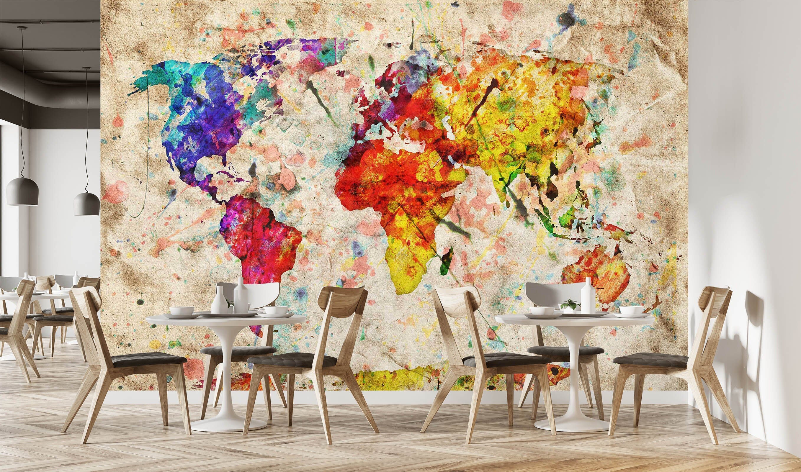 3D Vibrant Colors 2039 World Map Wall Murals Wallpaper AJ Wallpaper 2
