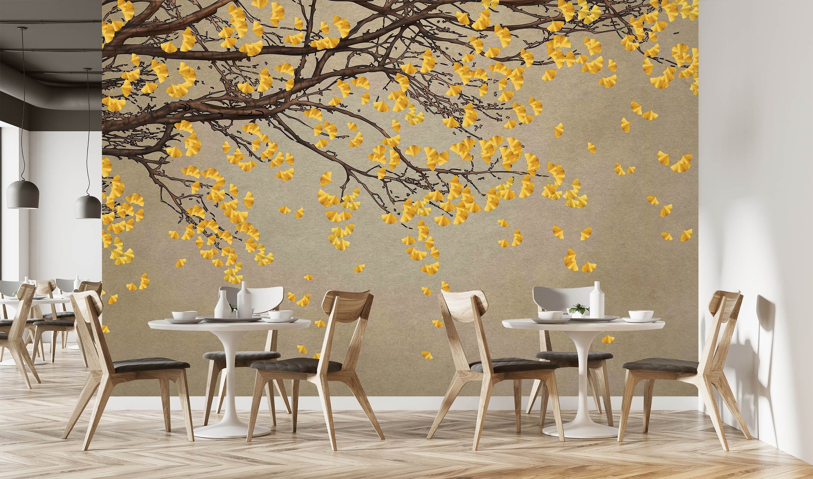 3D Golden Leaves 1457 Wall Murals Wallpaper AJ Wallpaper 2