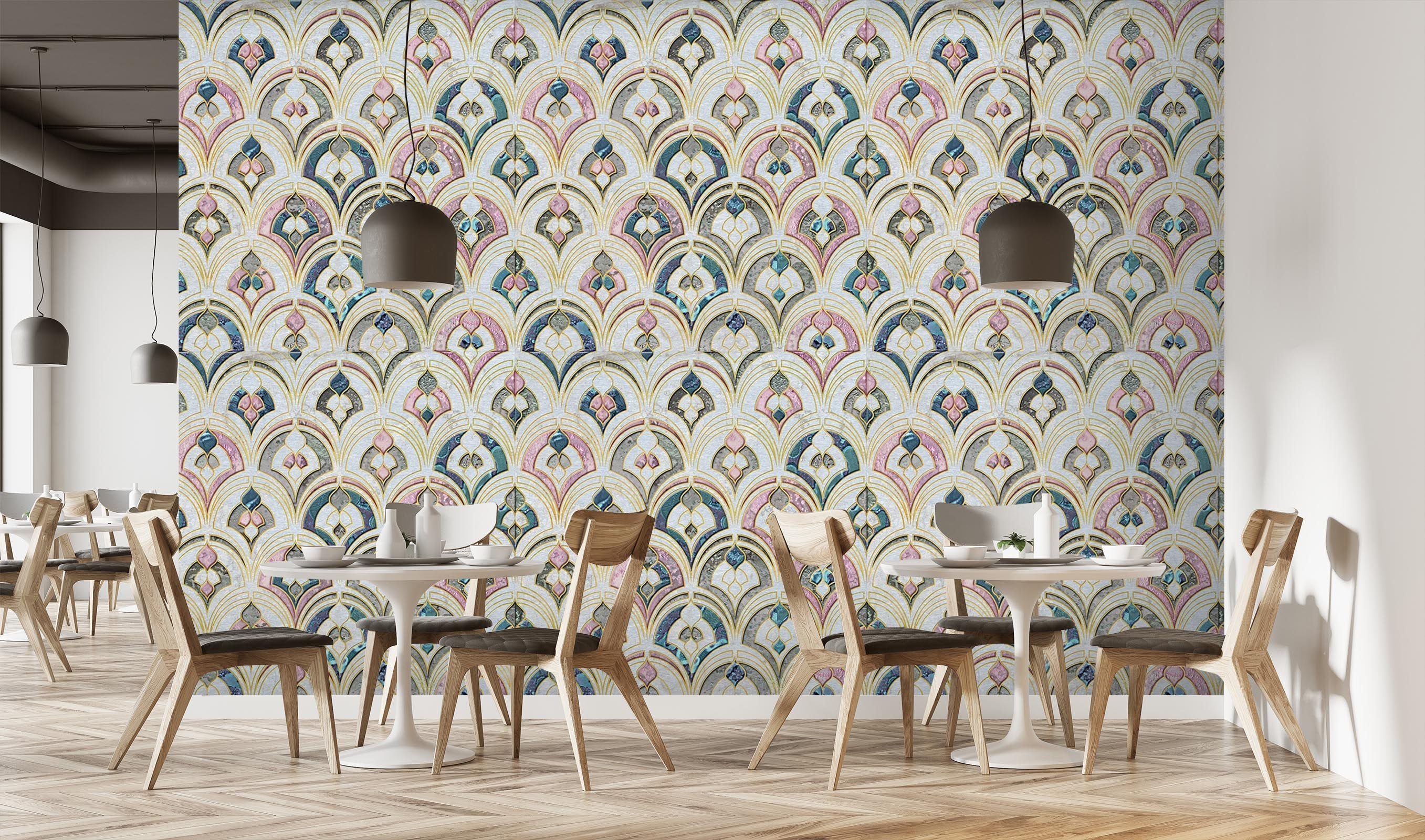 3D Fish Scale 042 Marble Tile Texture Wallpaper AJ Wallpaper 2