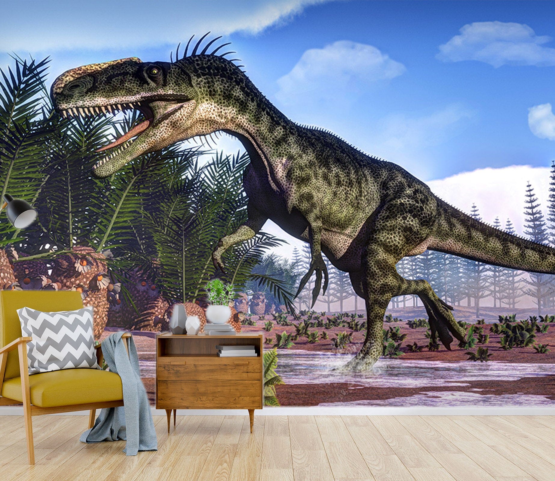 3D Forest Tyrannosaurus 1544 Wall Murals Wallpaper AJ Wallpaper 2