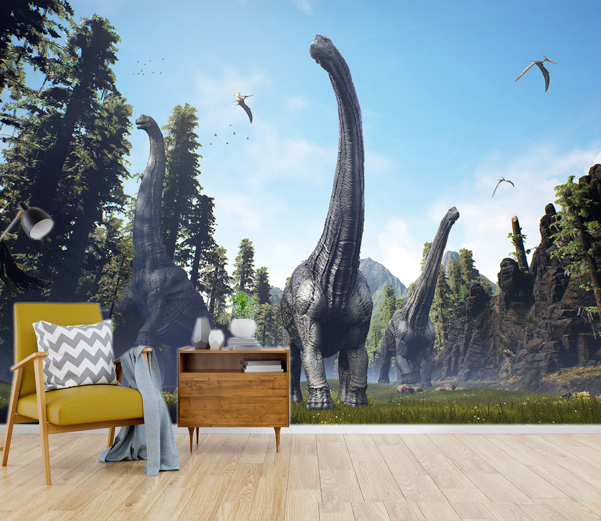 3D Long Necked Dragon 1554 Wall Murals Wallpaper AJ Wallpaper 2