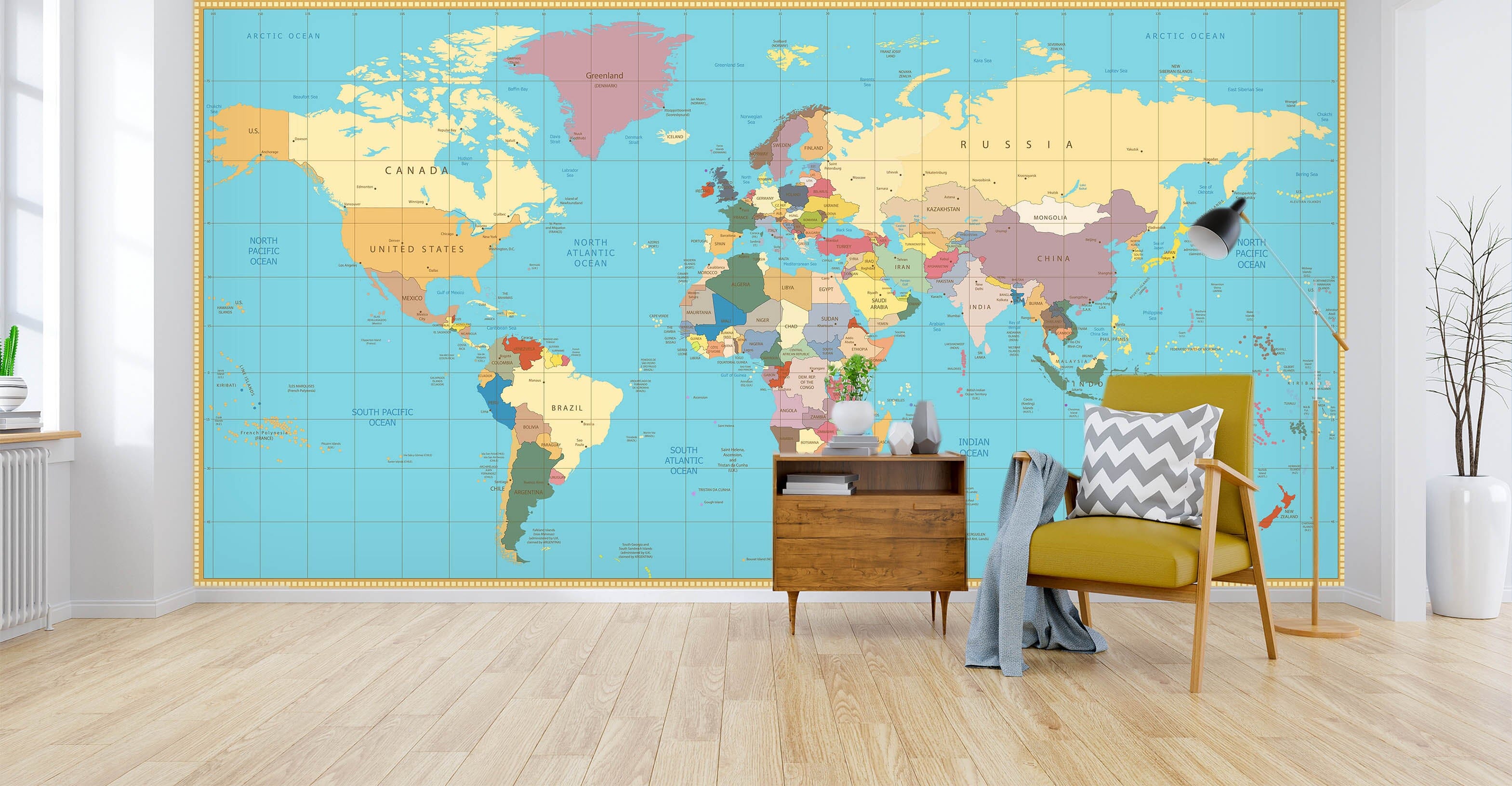 3D Color World Map 1122 Wall Murals Wallpaper AJ Wallpaper 2
