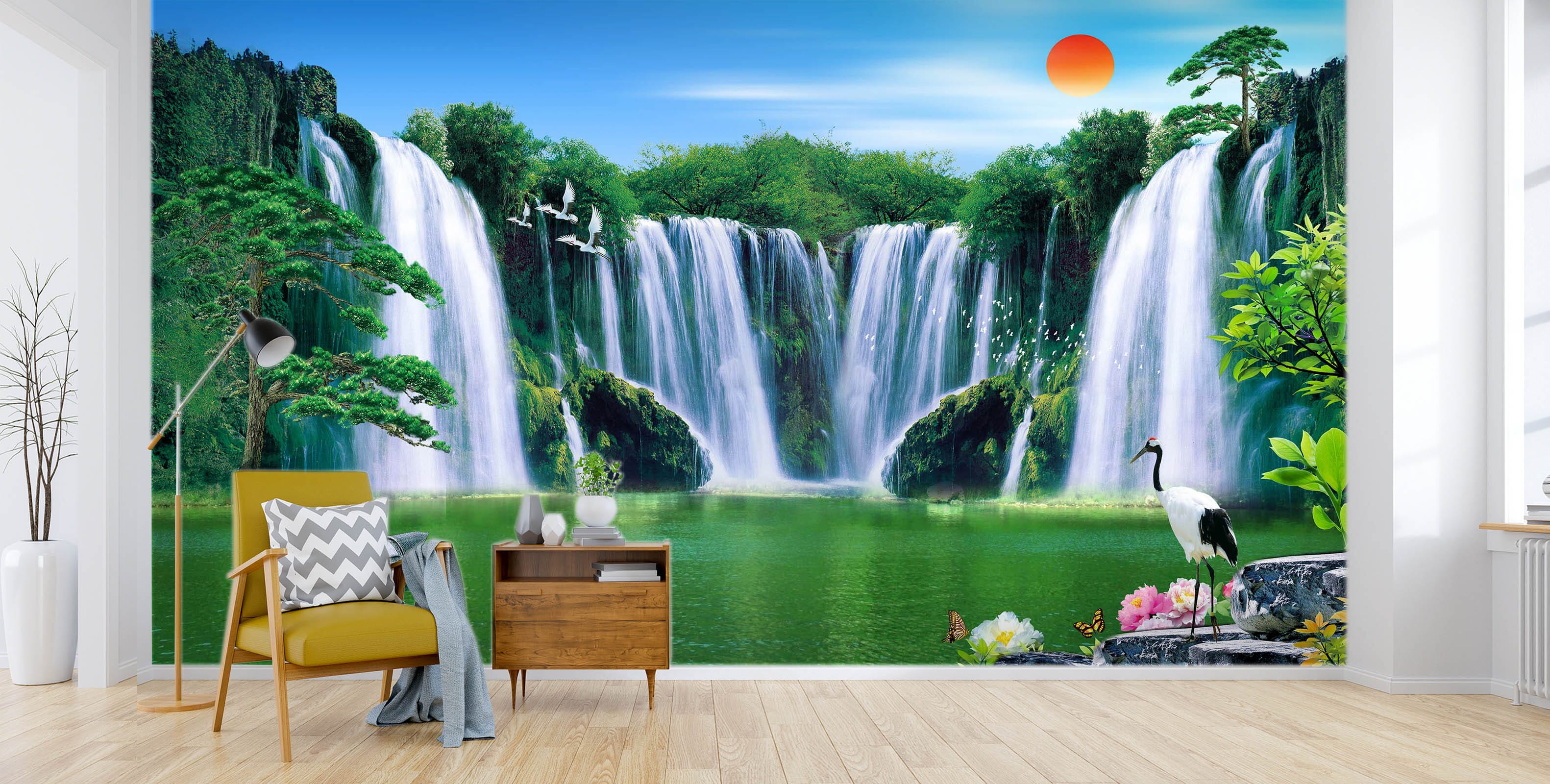 3D Landscape Waterfall 1503 Wall Murals Wallpaper AJ Wallpaper 2