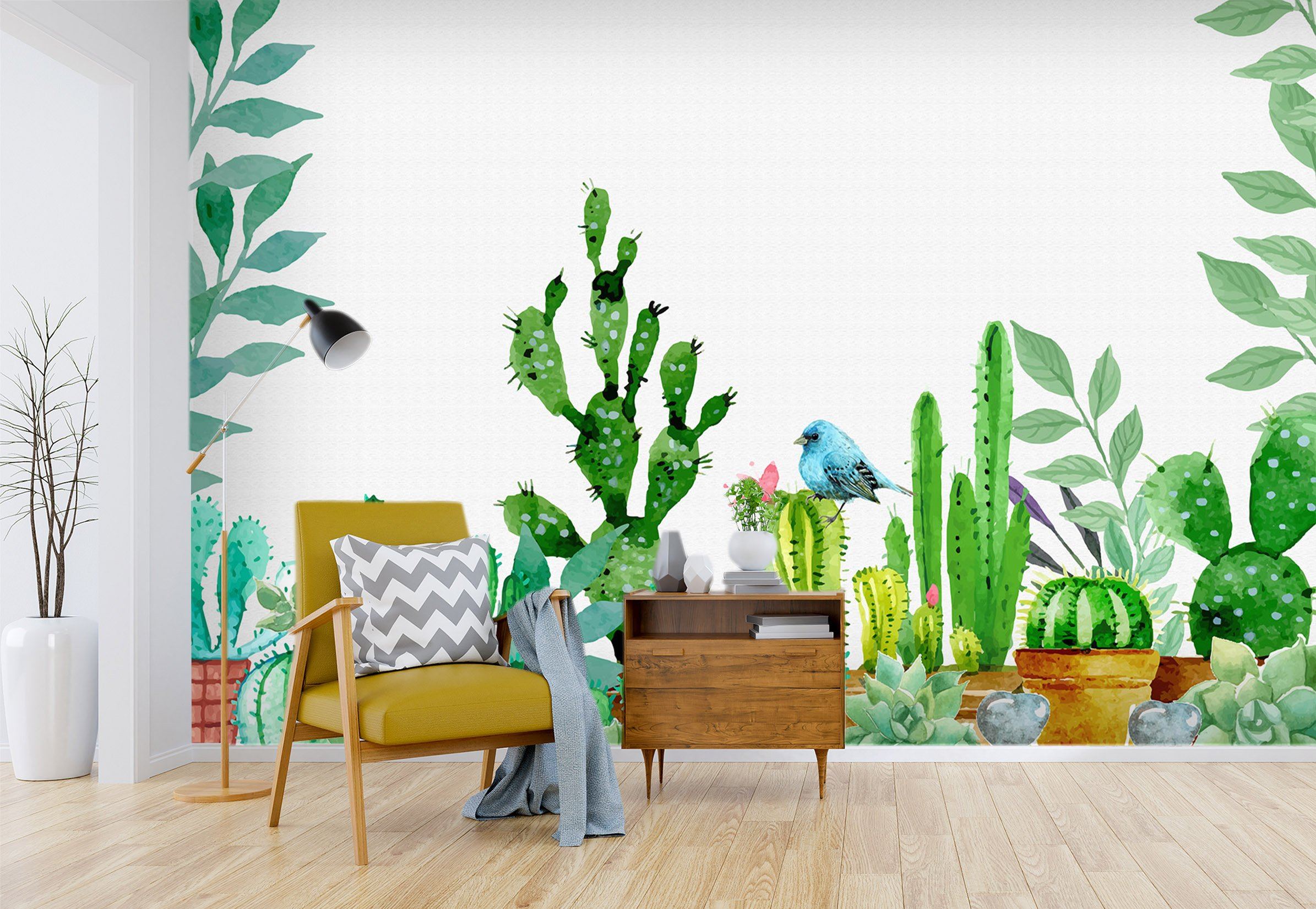 3D Painting Cactus Bird 536 Wallpaper AJ Wallpaper 2