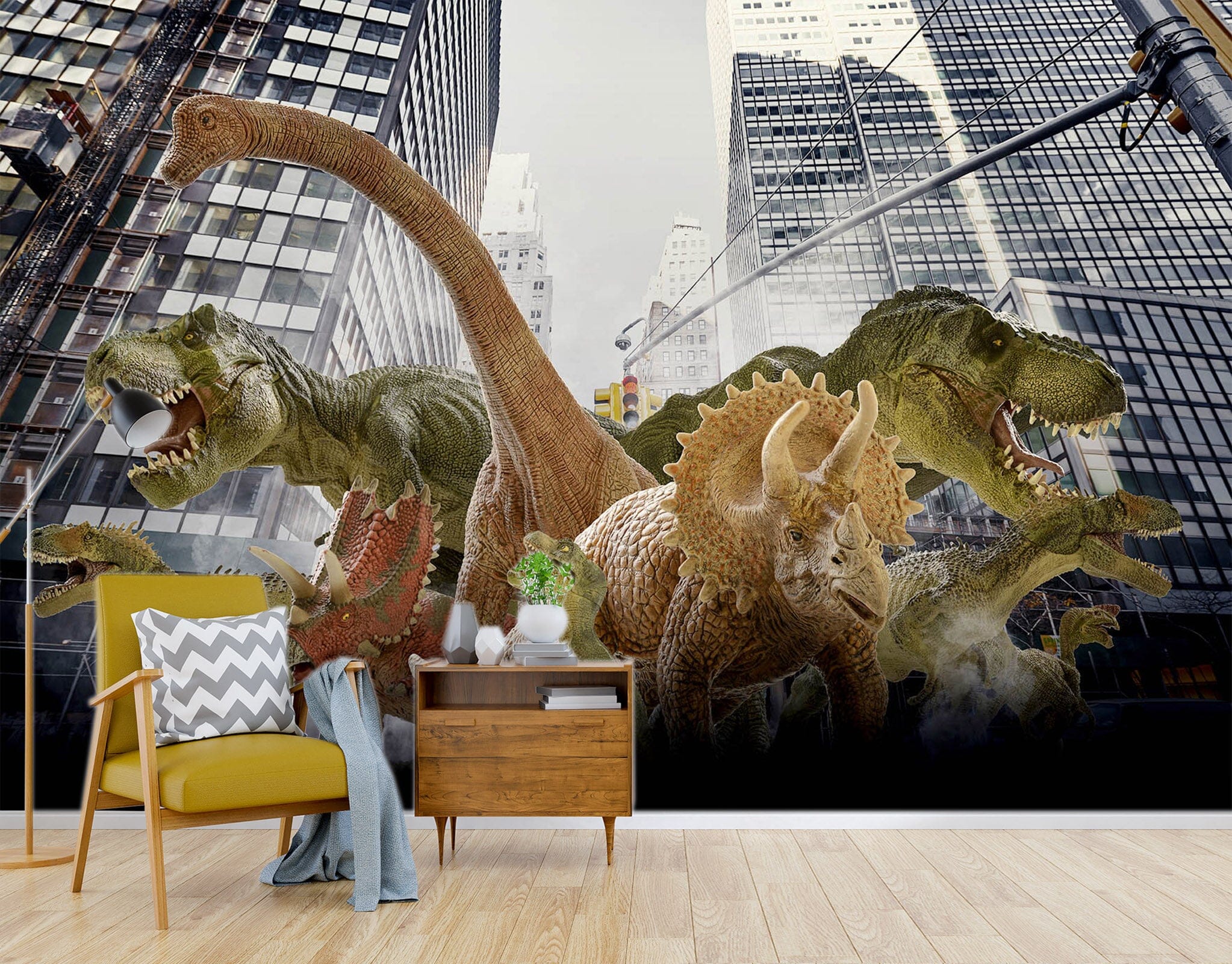 3D Dinosaur City 1567 Wall Murals Wallpaper AJ Wallpaper 2
