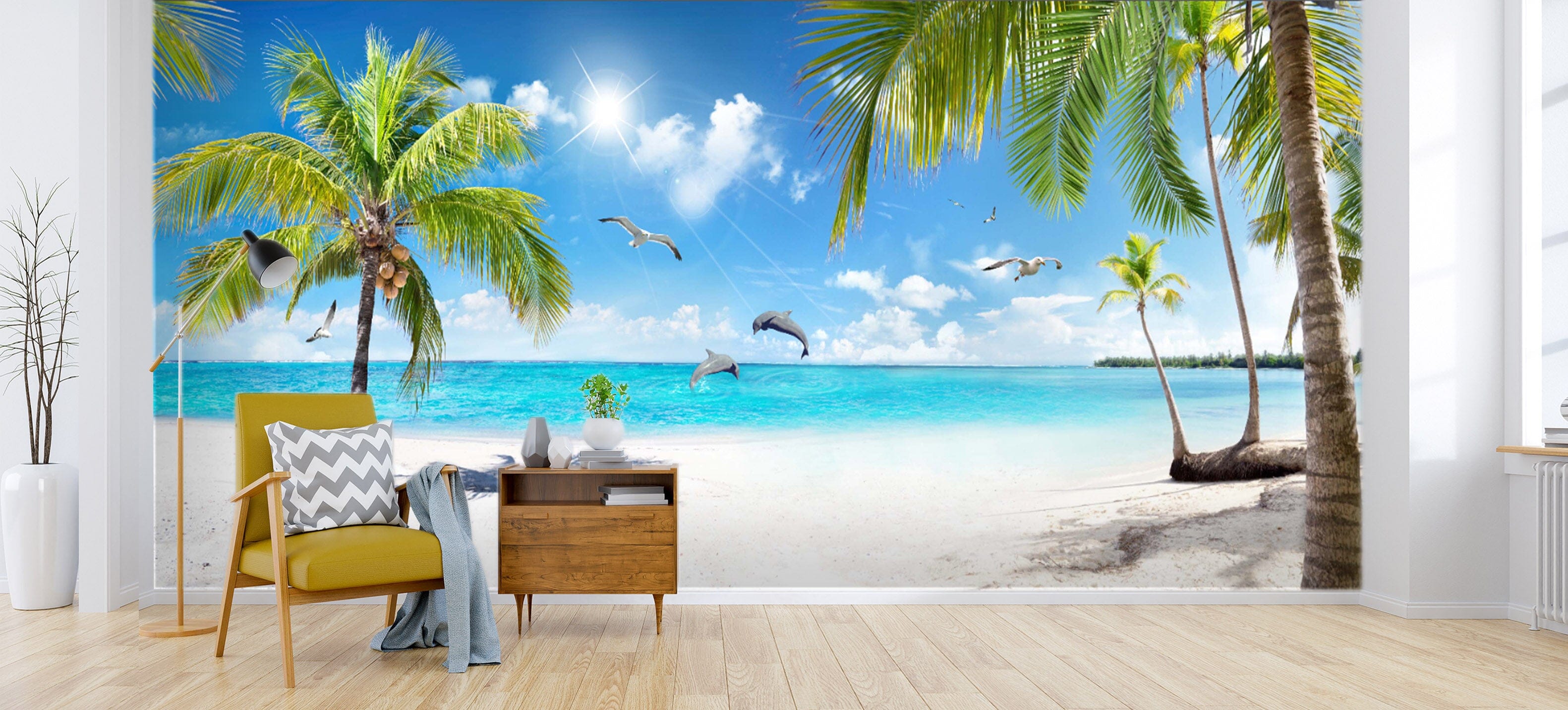 3D Coconut Palm Tree 1432 Wall Murals Wallpaper AJ Wallpaper 2