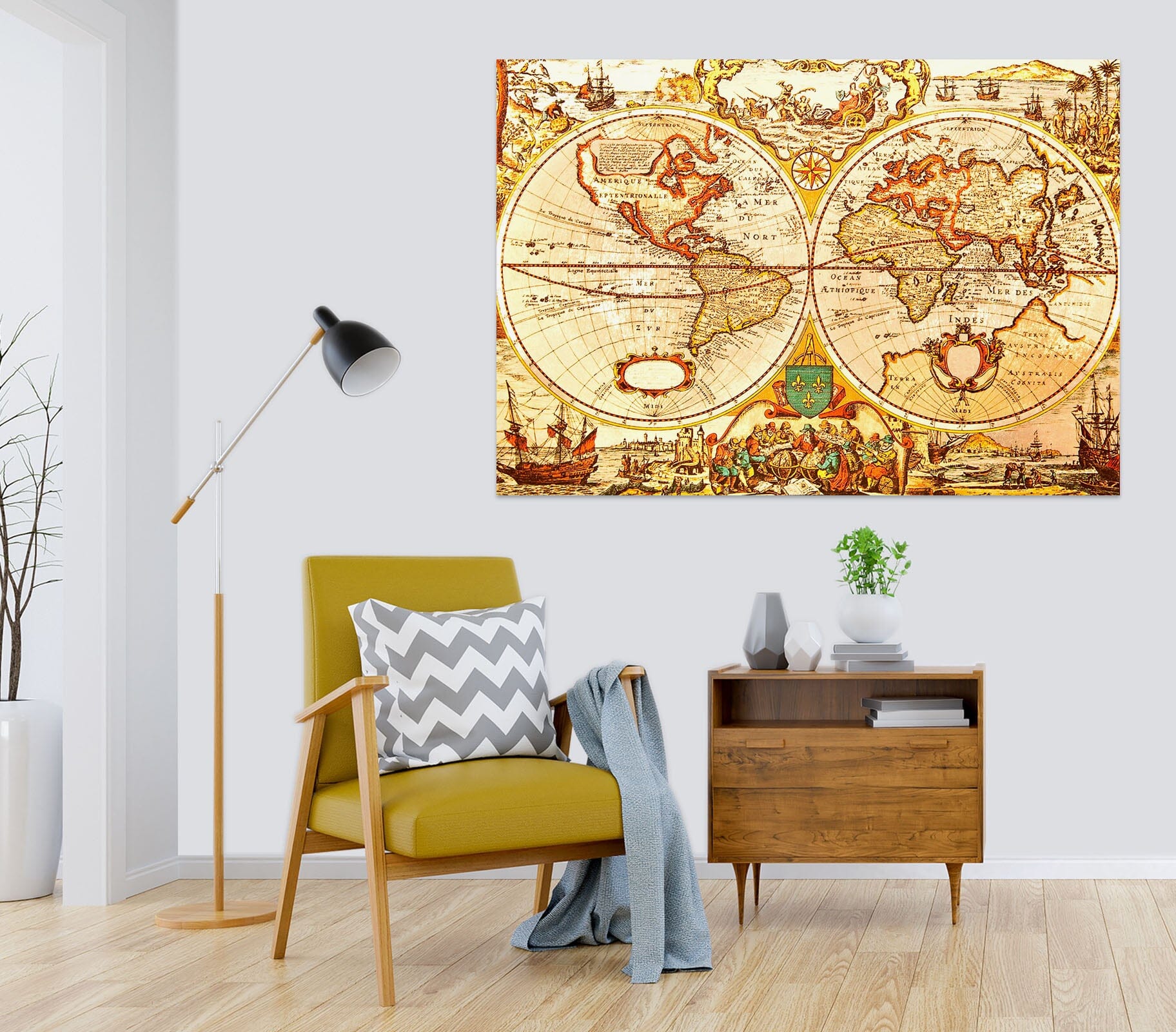 3D Golden World 123 World Map Wall Sticker Wallpaper AJ Wallpaper 2
