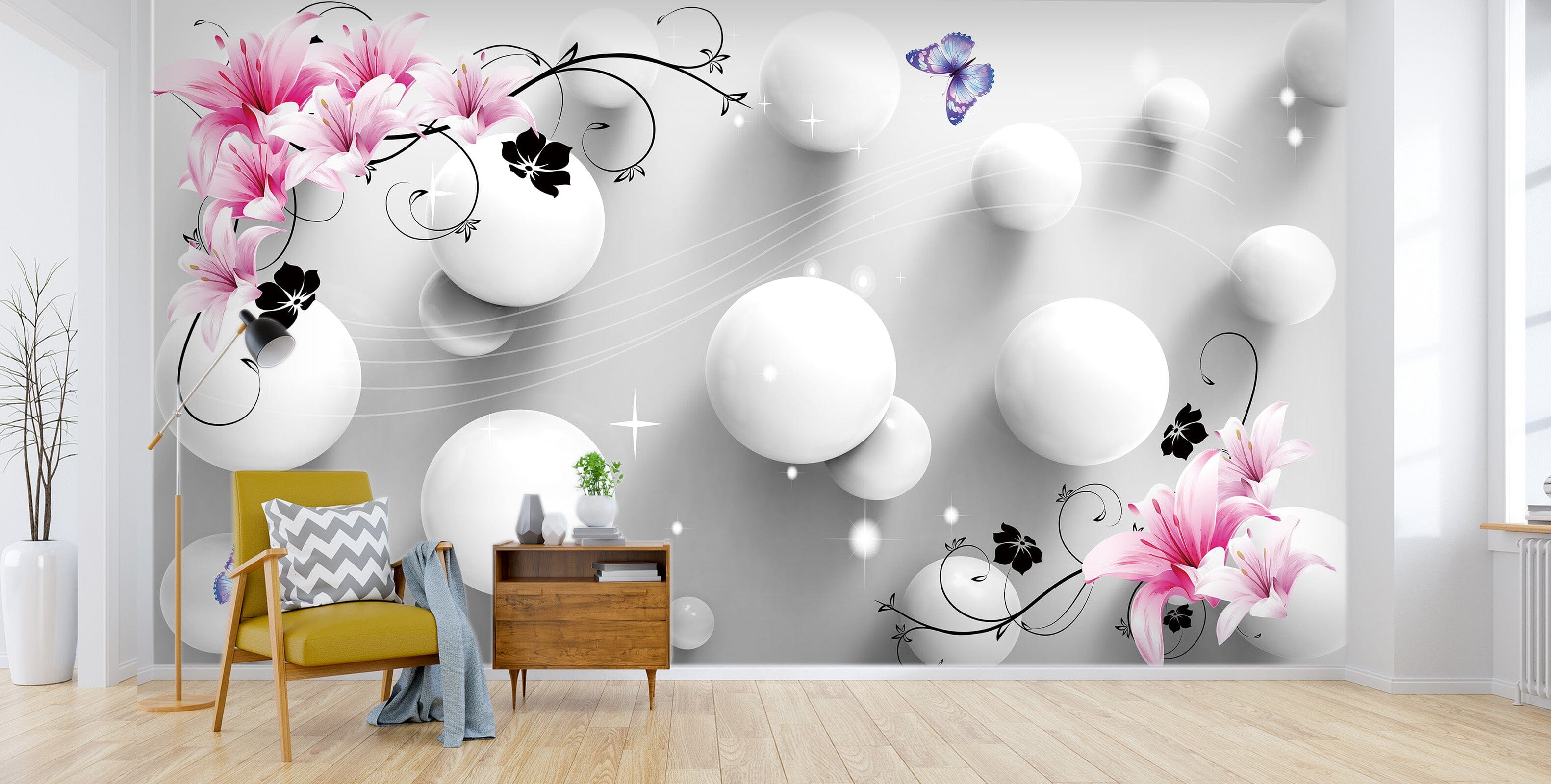 3D White Sphere 1412 Wall Murals Wallpaper AJ Wallpaper 2