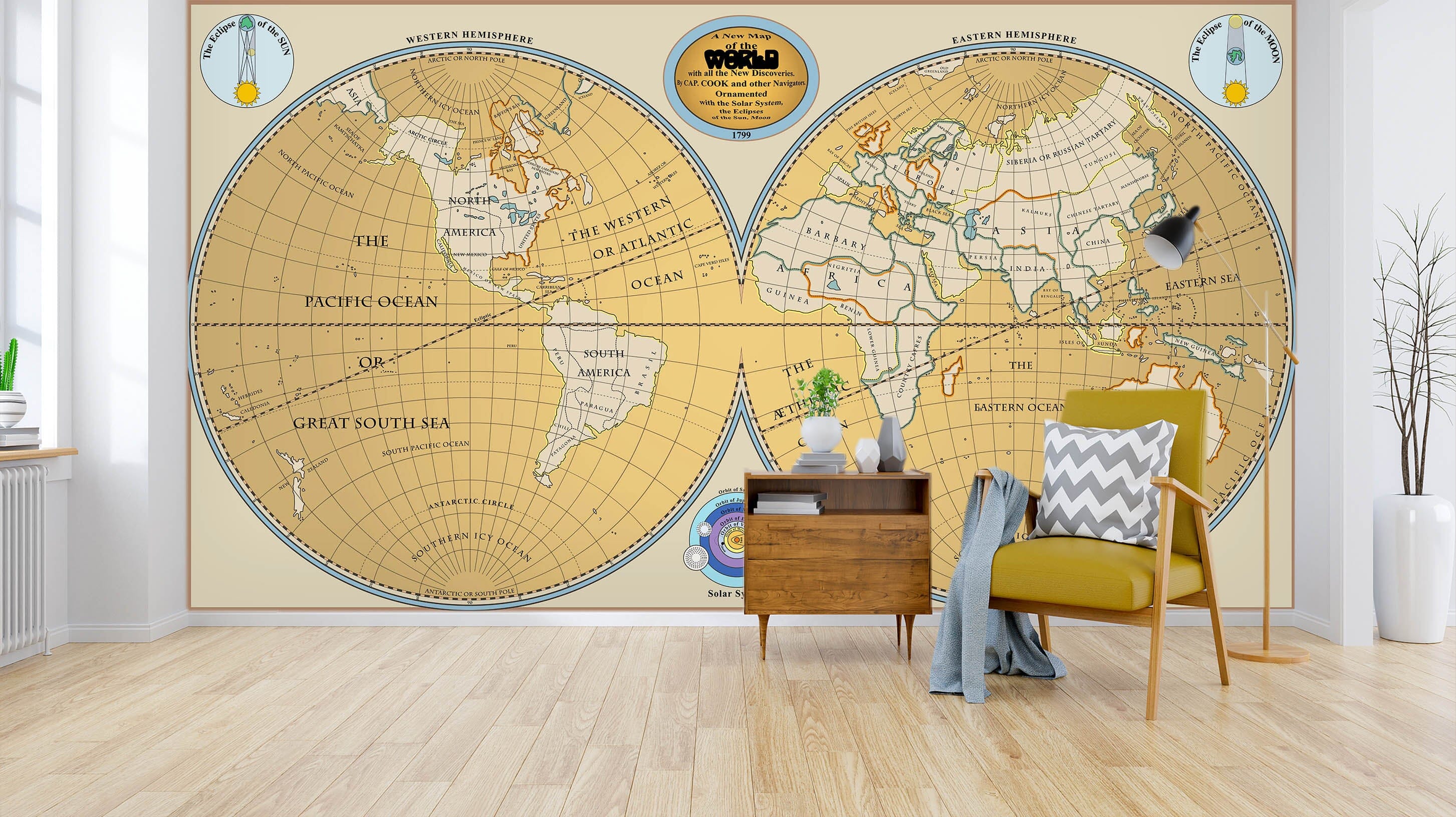 3D Yellow Circle 2058 World Map Wall Murals Wallpaper AJ Wallpaper 2