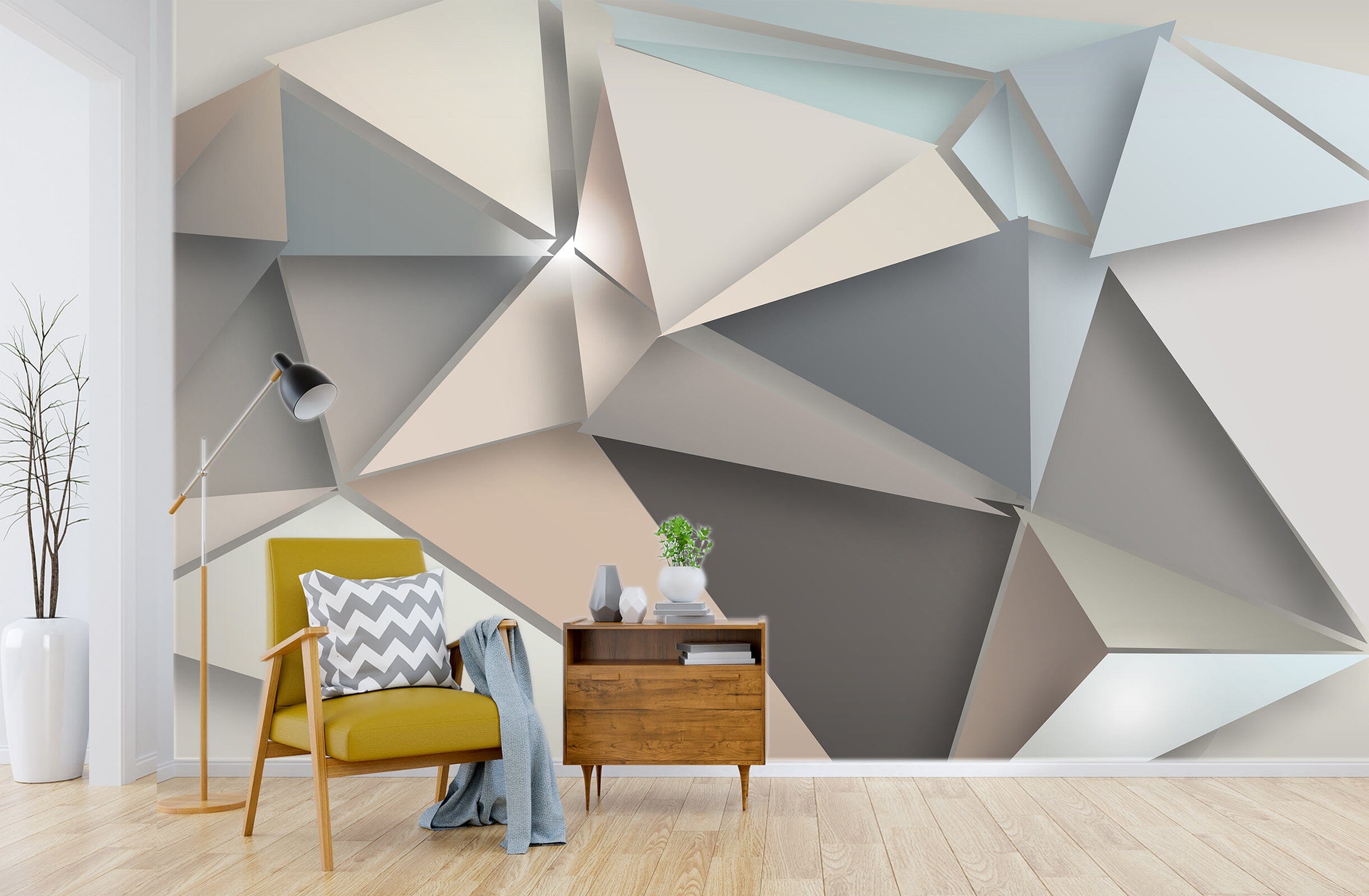 3D Triangle Patchwork 1451 Wall Murals Wallpaper AJ Wallpaper 2