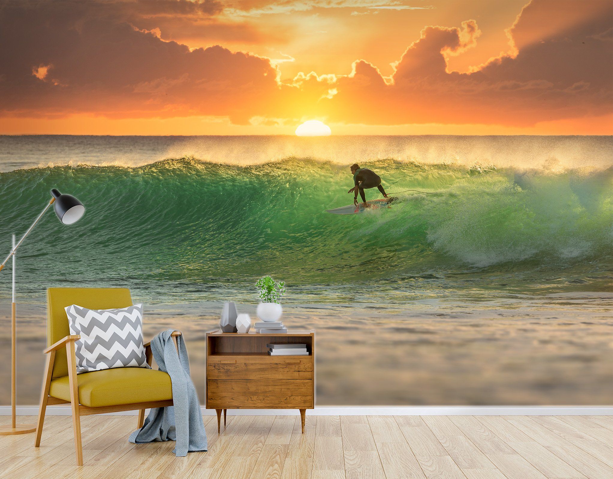 3D Surf Sunset 745 Wallpaper AJ Wallpaper 2