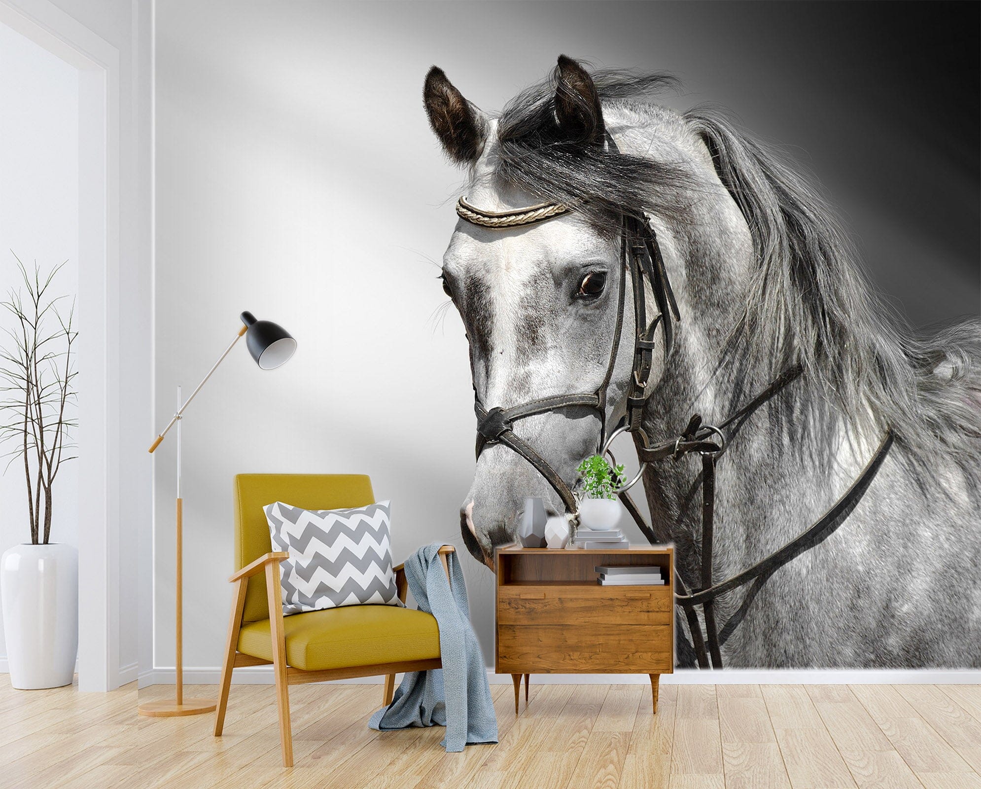3D White Horse 02 Wall Murals Wallpaper AJ Wallpaper 2