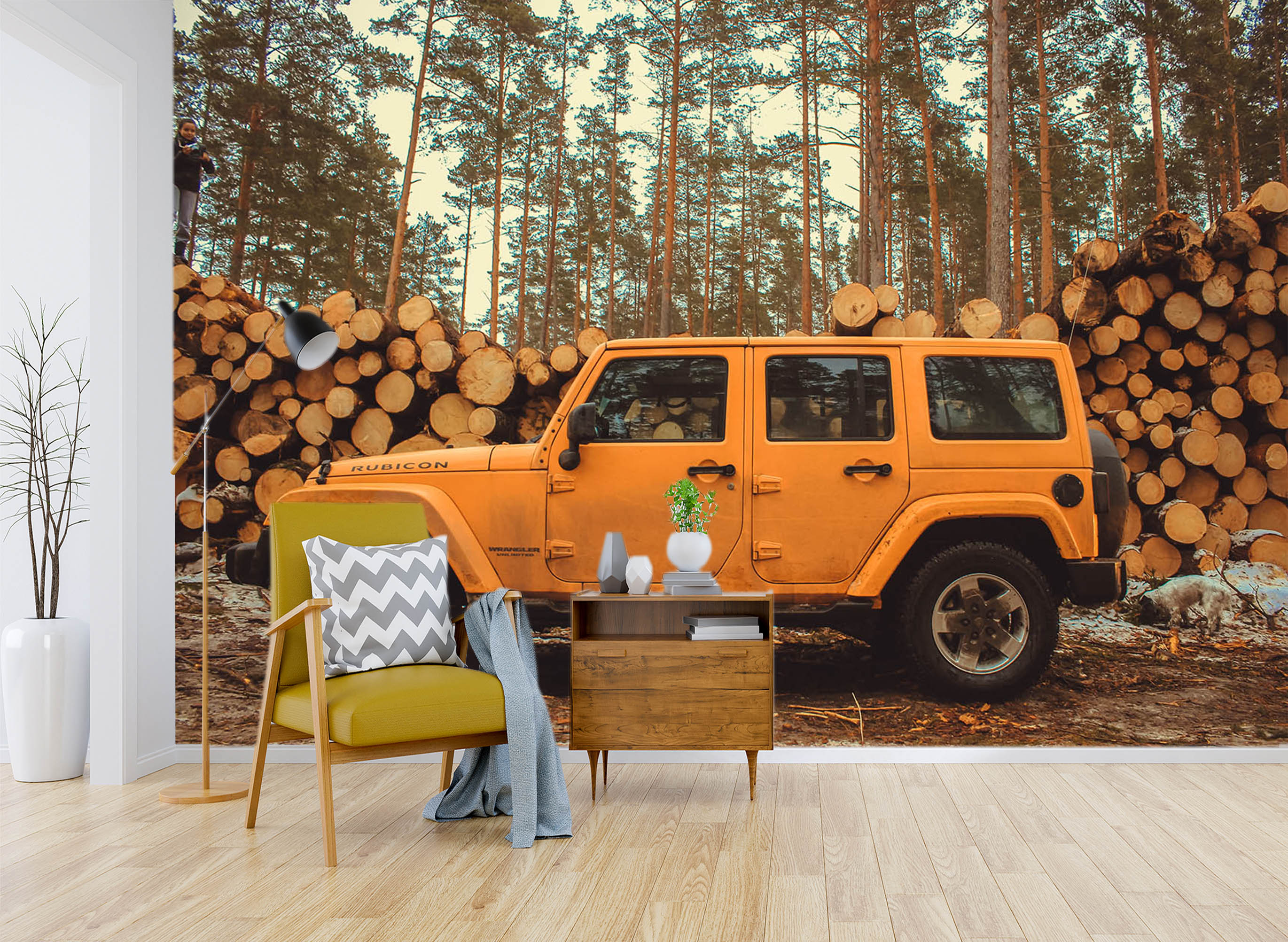 3D Wood Cross Country 346 Vehicle Wall Murals