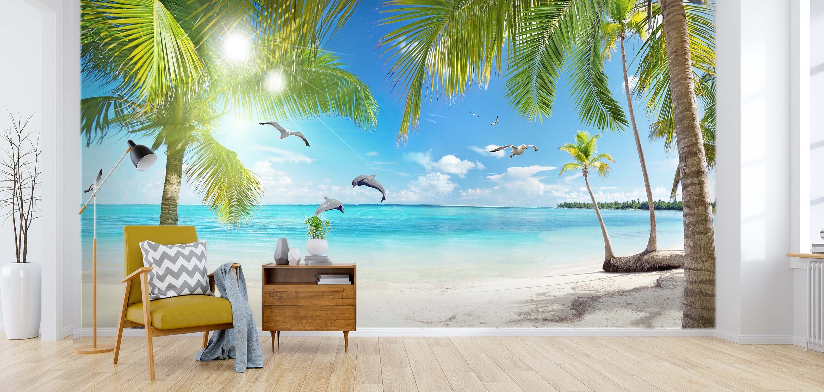 3D Coconut Palm Tree 1433 Wall Murals Wallpaper AJ Wallpaper 2