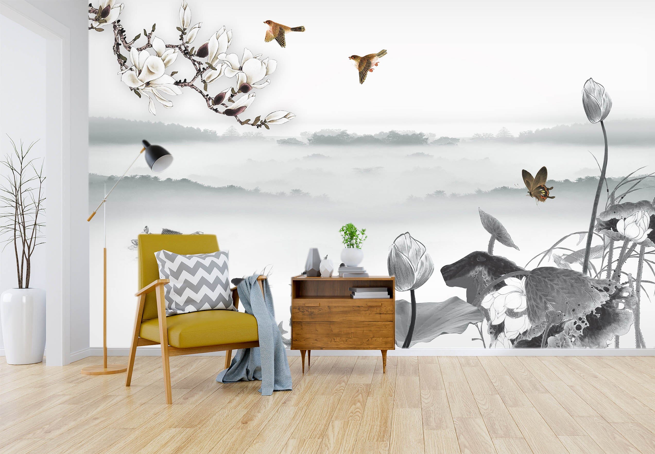 3D Flower Bird 1480 Wall Murals Wallpaper AJ Wallpaper 2