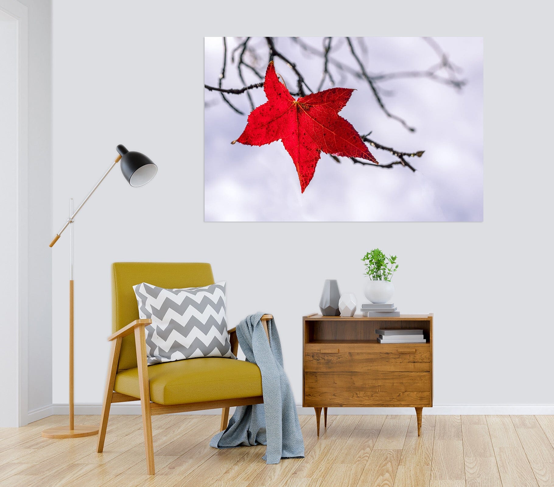 3D Red Leaf 195 Marco Carmassi Wall Sticker Wallpaper AJ Wallpaper 2