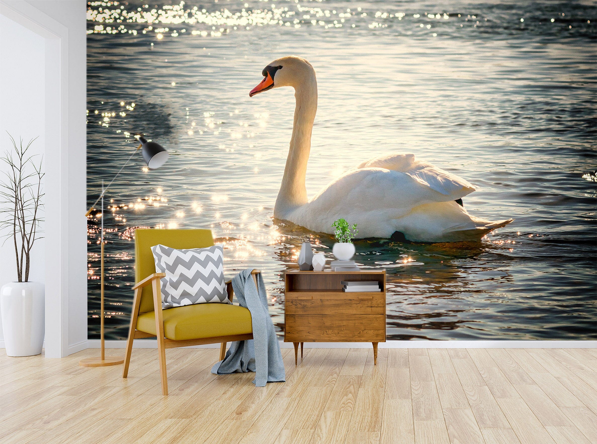 3D Swan Lake 267 Wall Murals Wallpaper AJ Wallpaper 2