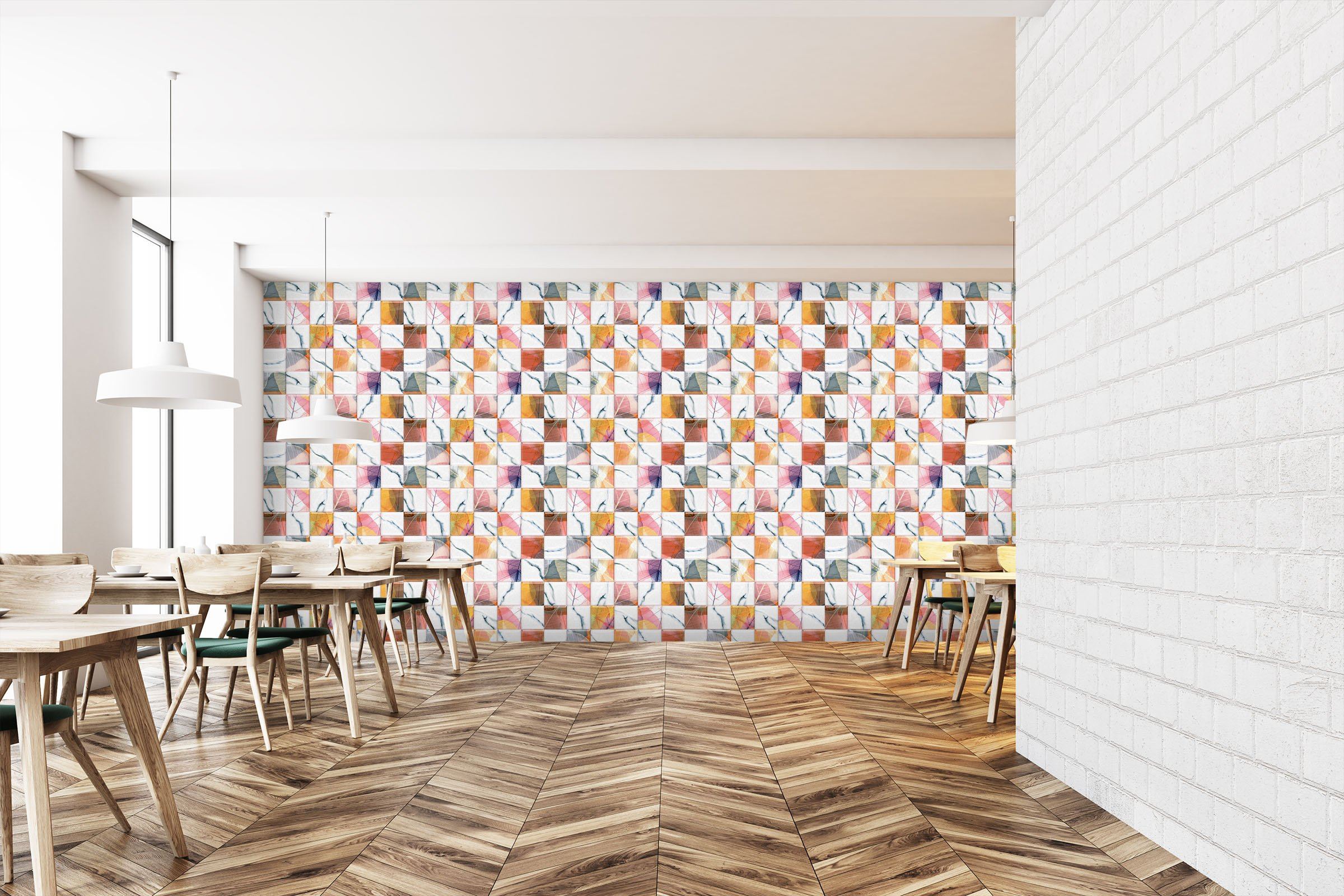 3D Fashion Leaf 049 Marble Tile Texture Wallpaper AJ Wallpaper 2