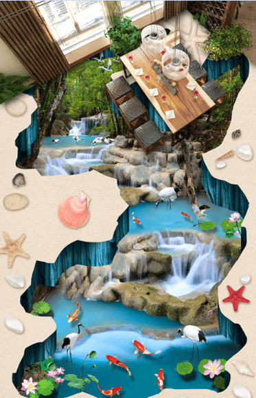 3D Lakes Floor Mural Wallpaper AJ Wallpaper 2