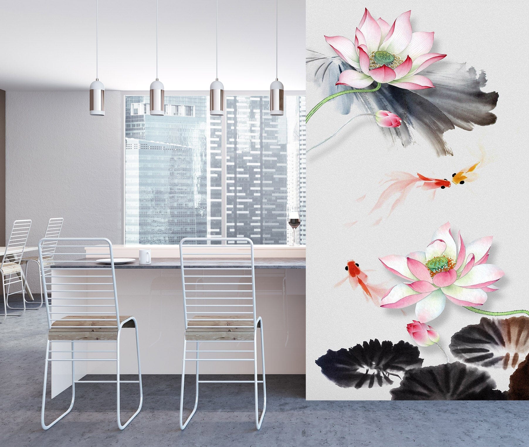 3D Painted Lotus 1854 Wall Murals Wallpaper AJ Wallpaper 2