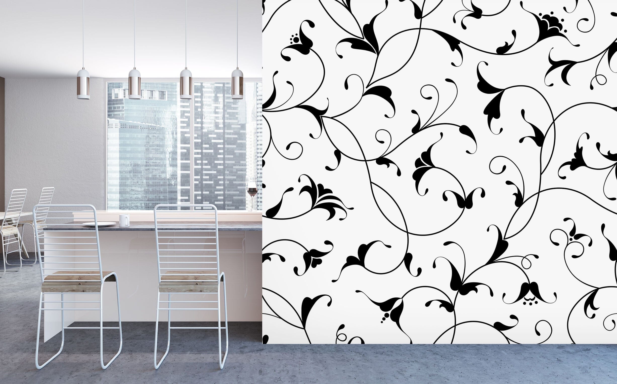 3D Black Flower Pattern 1113 Wall Murals Wallpaper AJ Wallpaper 2
