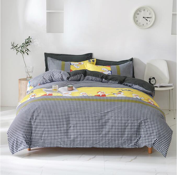 3D Black Grid Yellow Goose 13148 Bed Pillowcases Quilt