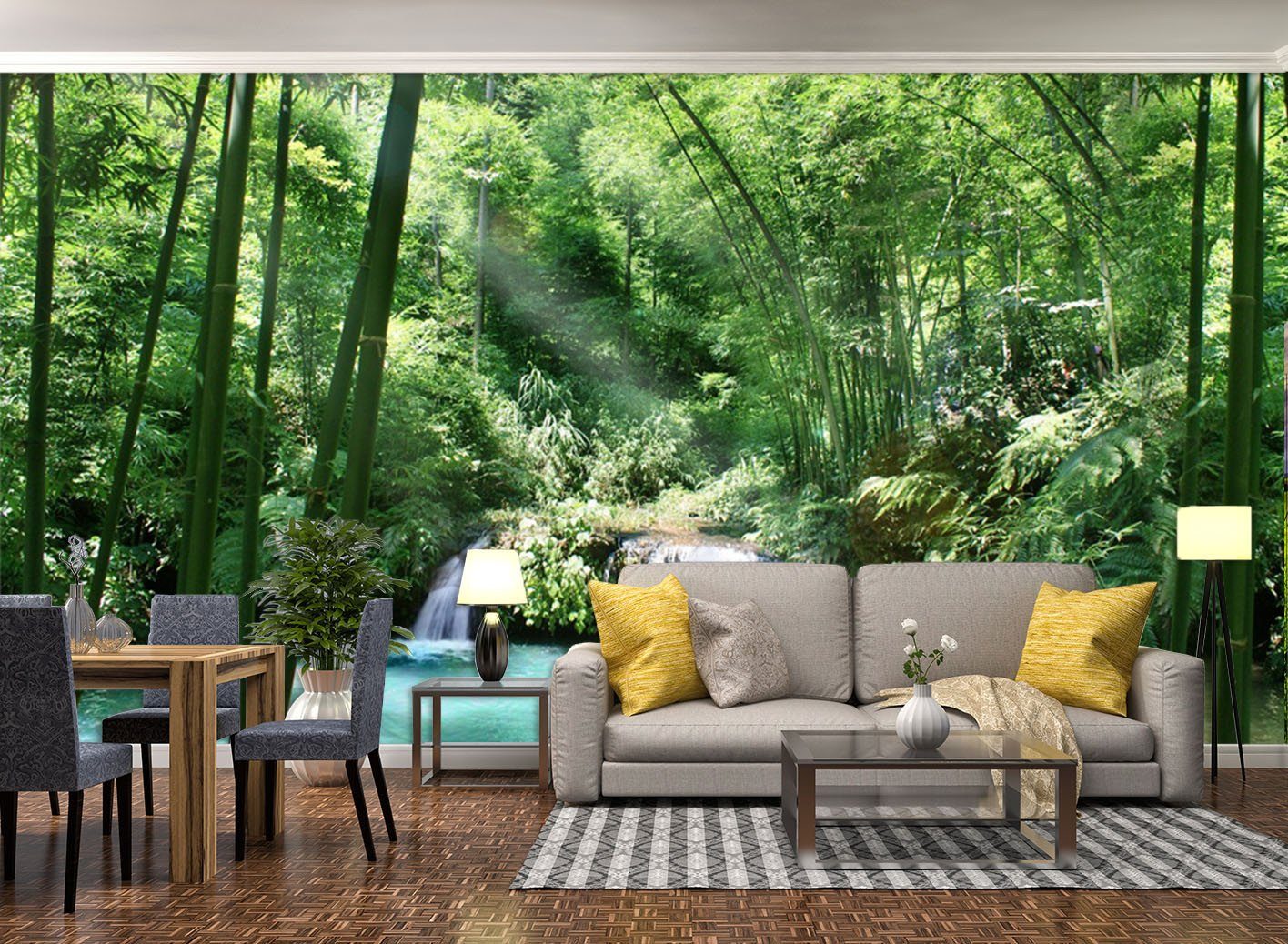 3D Green Forest River Flowing 9 Wallpaper AJ Wallpaper