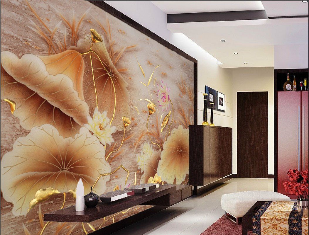 Beautiful Lotus Leaf Wallpaper AJ Wallpaper 2