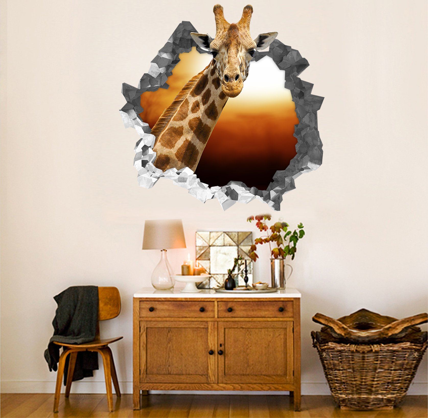 3D Innocent Giraffe 189 Broken Wall Murals Wallpaper AJ Wallpaper