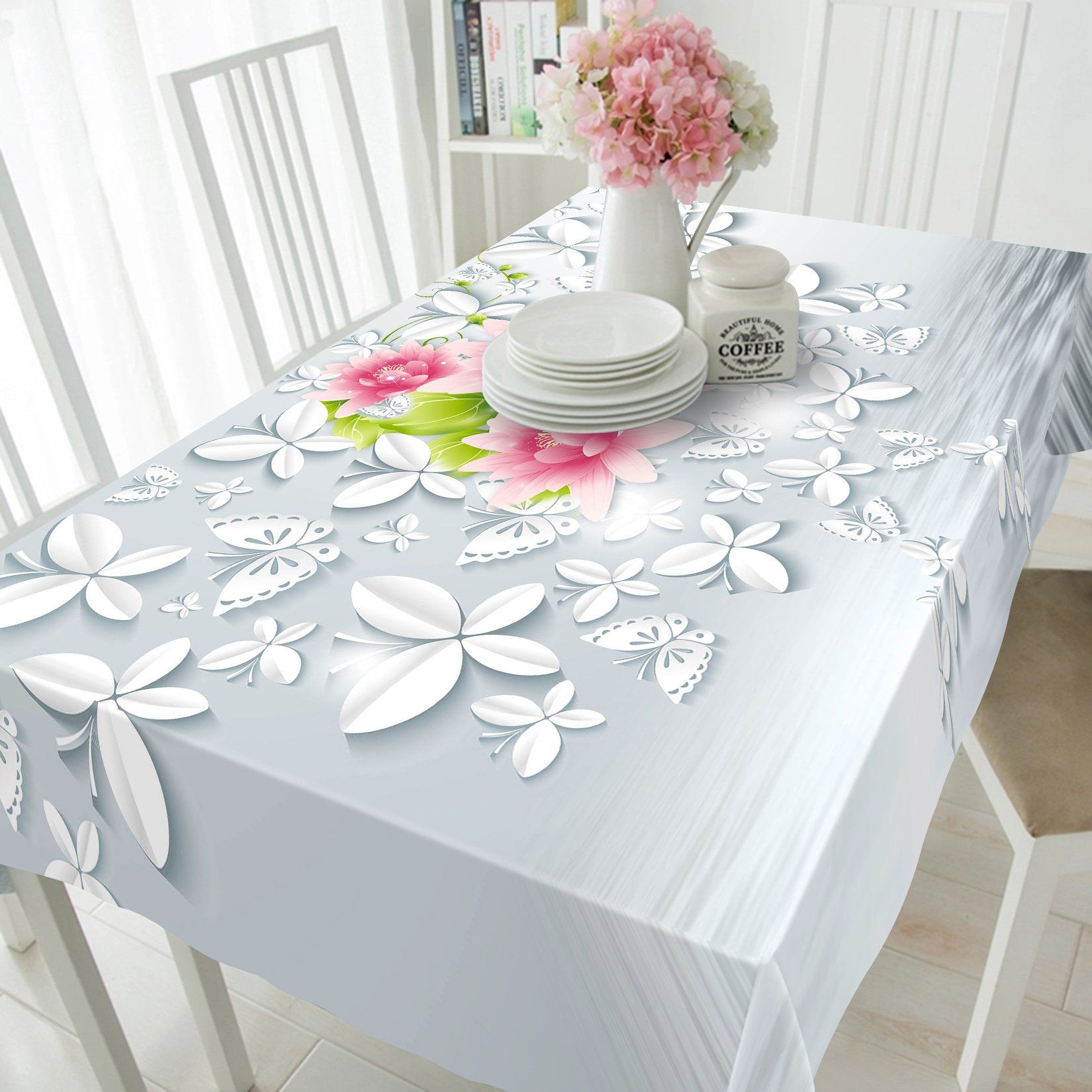 3D Flowers Butterflies Pattern 129 Tablecloths Wallpaper AJ Wallpaper