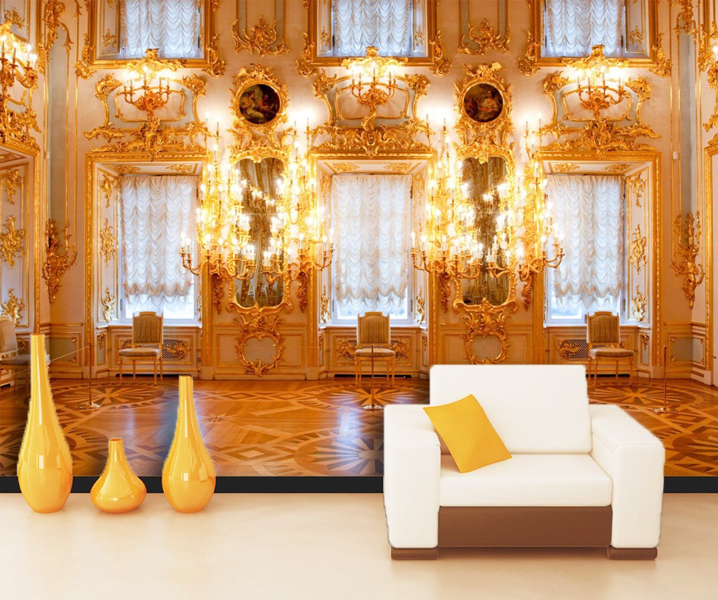 3D Golden Hall 792 Wallpaper AJ Wallpaper