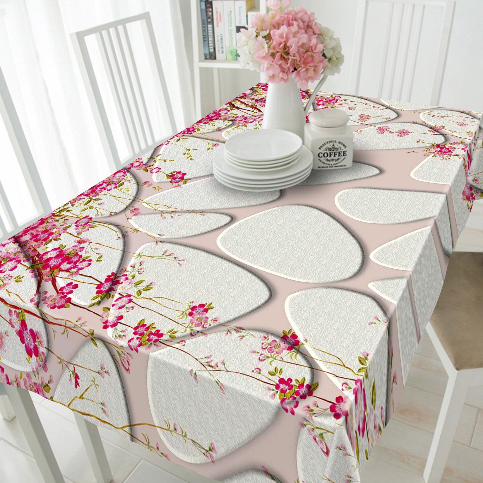 3D Stones Wall Flowers Vines 147 Tablecloths Wallpaper AJ Wallpaper