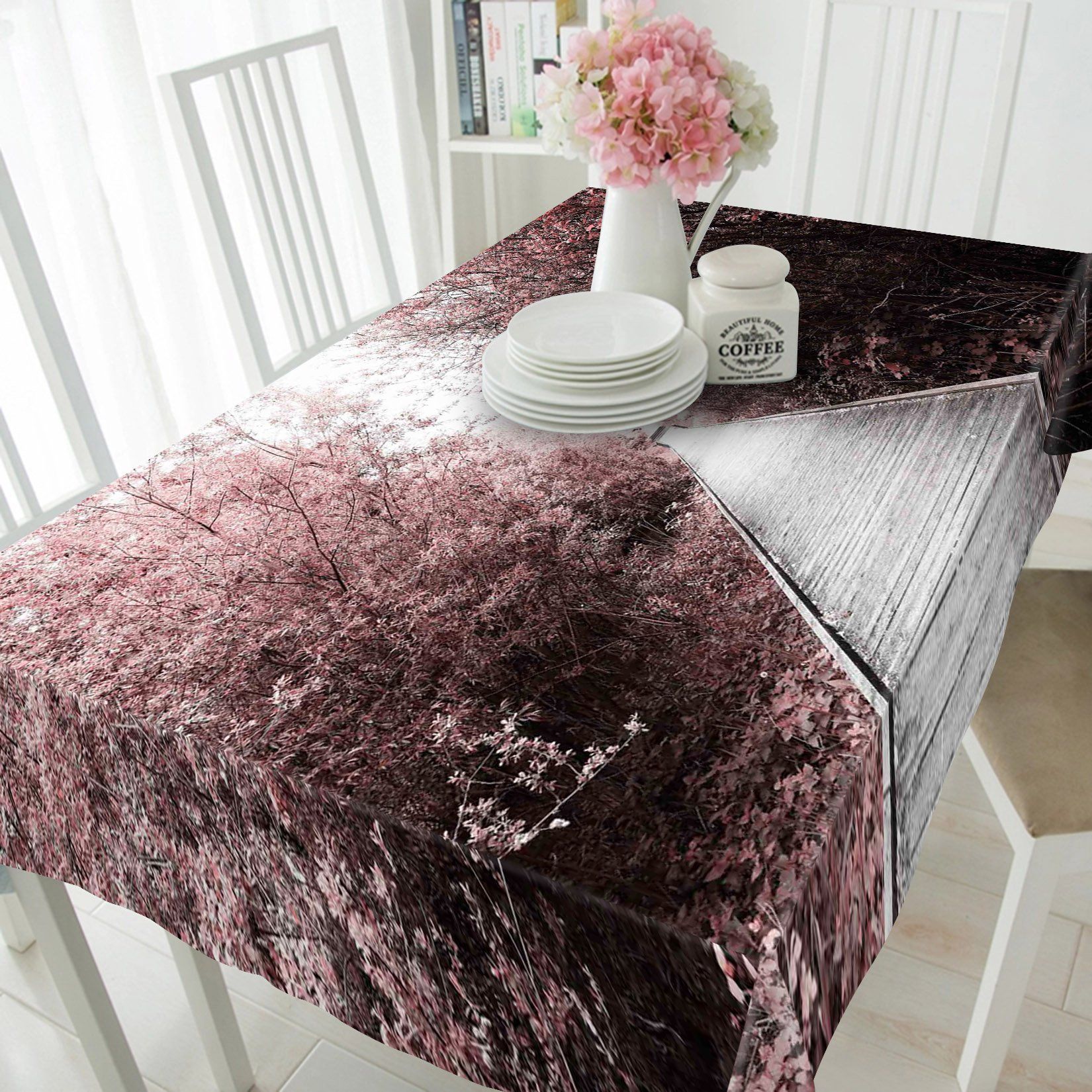 3D Wood Road Trees 712 Tablecloths Wallpaper AJ Wallpaper