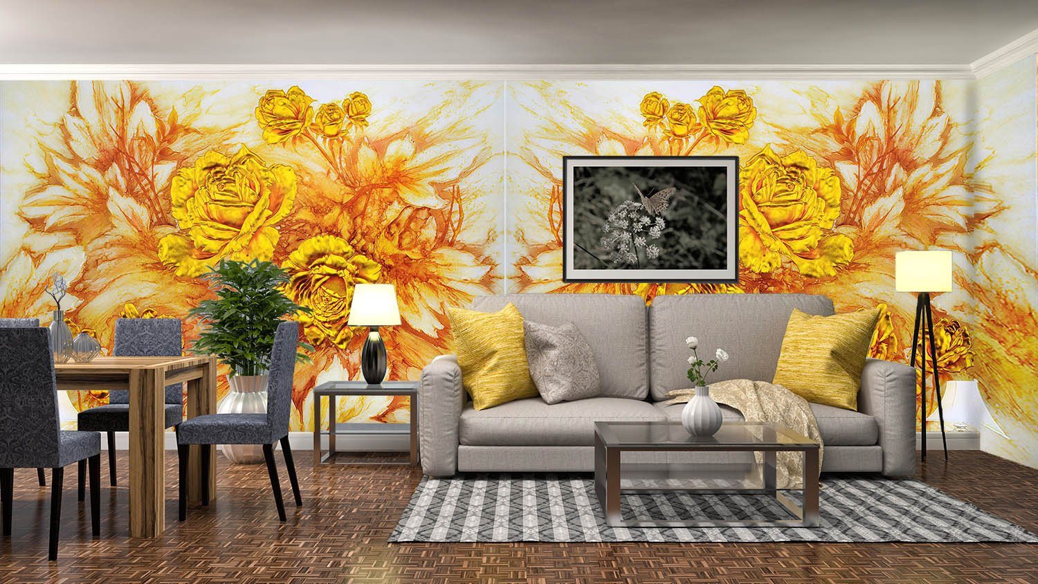 Yellow Peonies Wallpaper AJ Wallpaper
