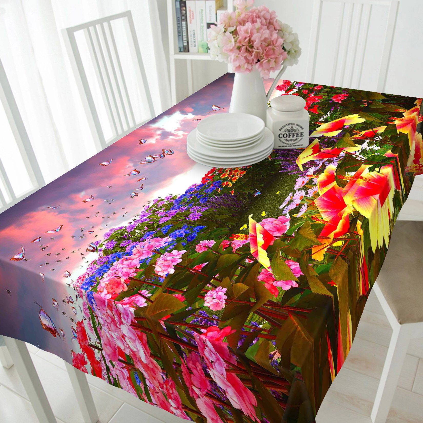 3D Flowers Butterflies 50 Tablecloths Wallpaper AJ Wallpaper