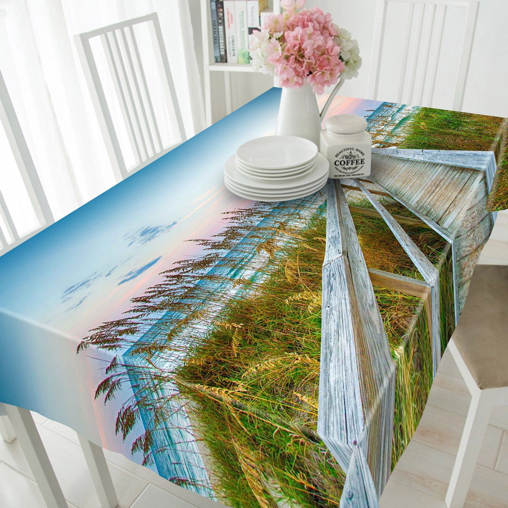 3D Beach Wood Bridge 676 Tablecloths Wallpaper AJ Wallpaper