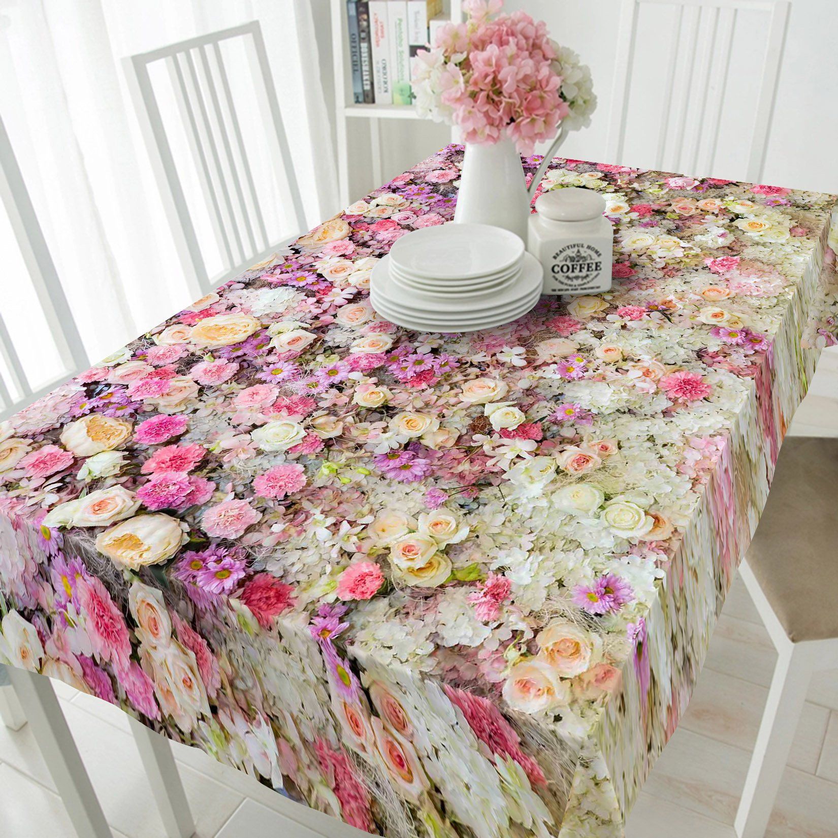 3D Flowers Wall 253 Tablecloths Wallpaper AJ Wallpaper