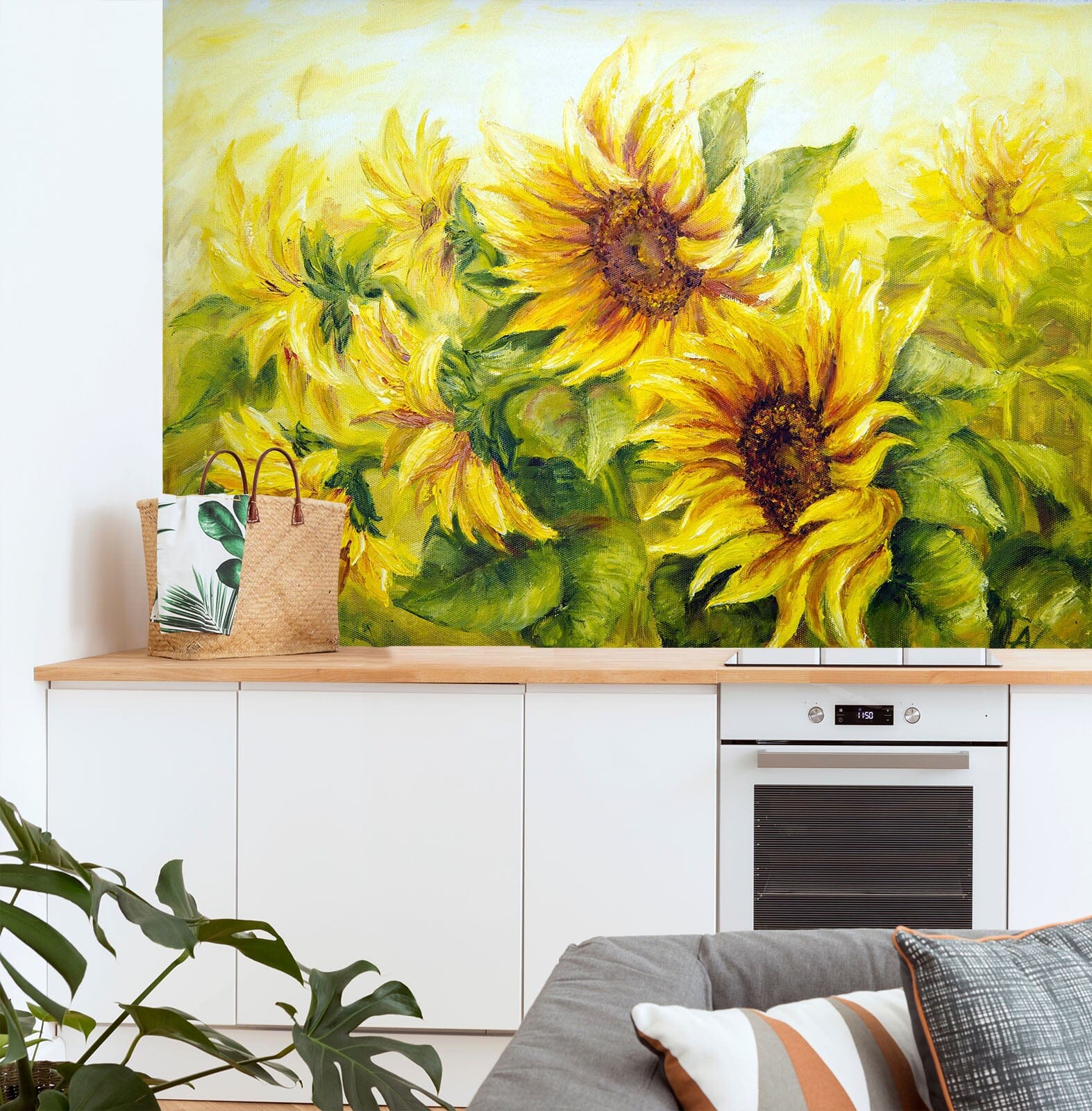 3D Oil Painting Sunflower 151 Wall Murals Wallpaper AJ Wallpaper 2