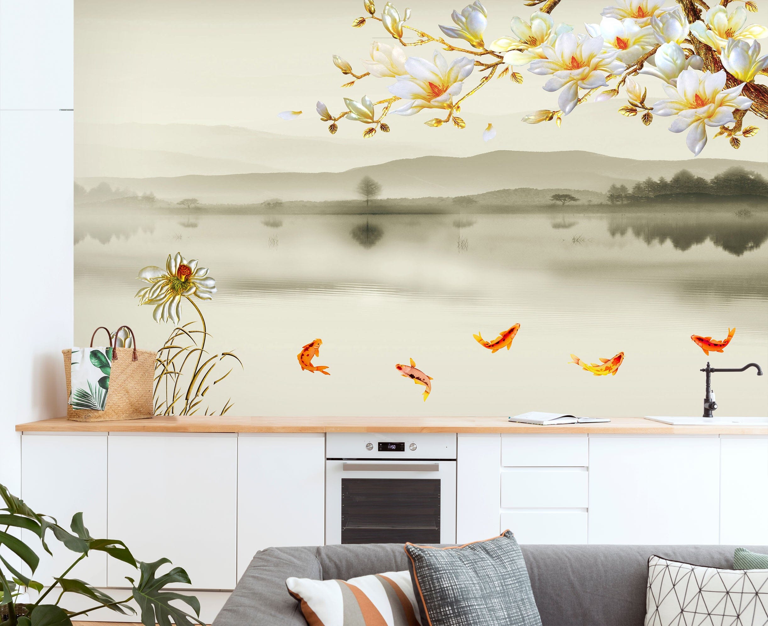 3D Autumn Pond 1601 Wall Murals Wallpaper AJ Wallpaper 2