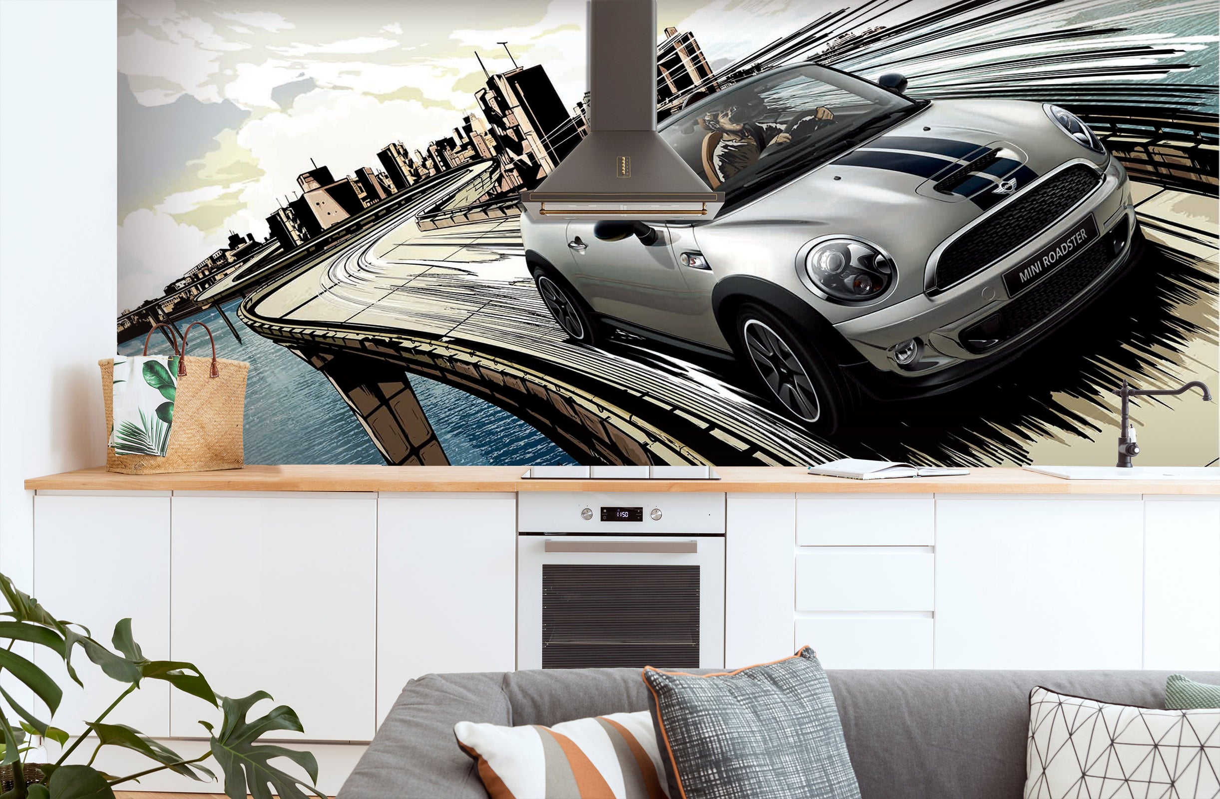 3D Road Sports Car 018 Vehicle Wall Murals