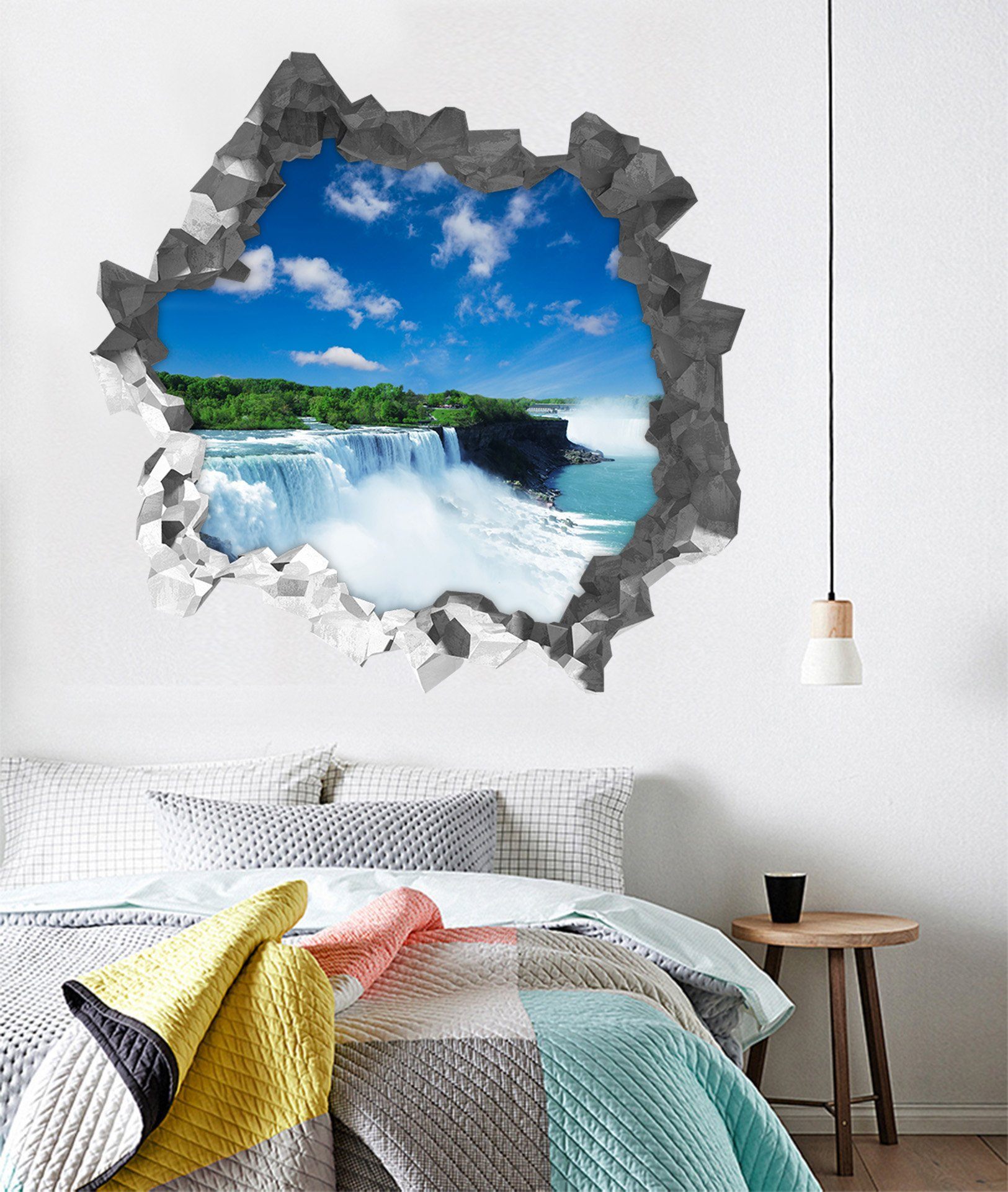 3D Niagara Falls 228 Broken Wall Murals Wallpaper AJ Wallpaper